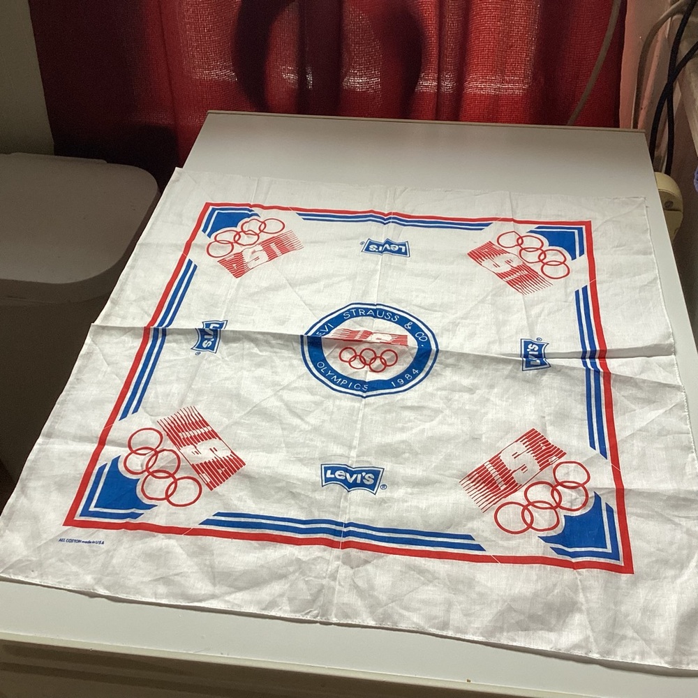 Vintage Levi Straus & Co. 1984 Olympics Bandana/Hankerchief, White